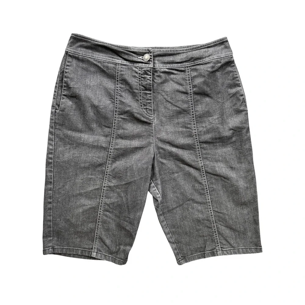 Pendleton Denim Bermuda Shorts Womens‎ 12 Gray High Rise Long Inseam Excellent